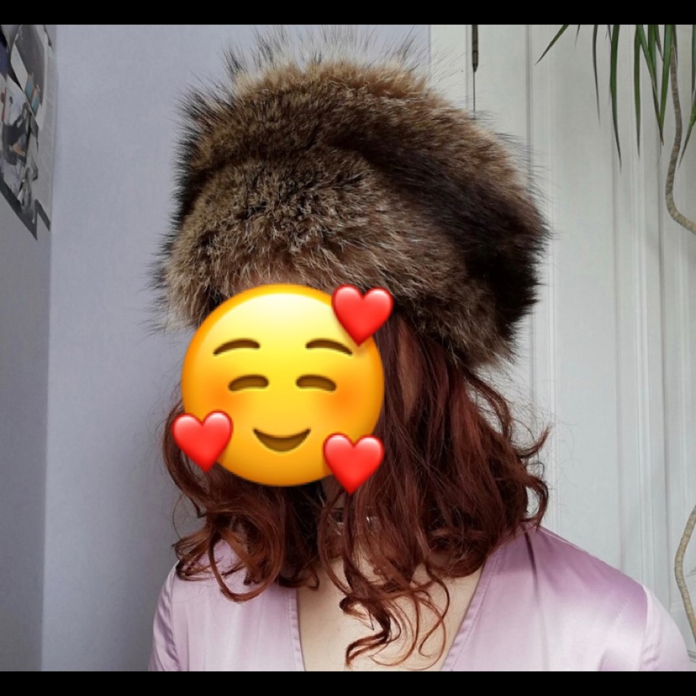 Genuine fox fur russian hat
